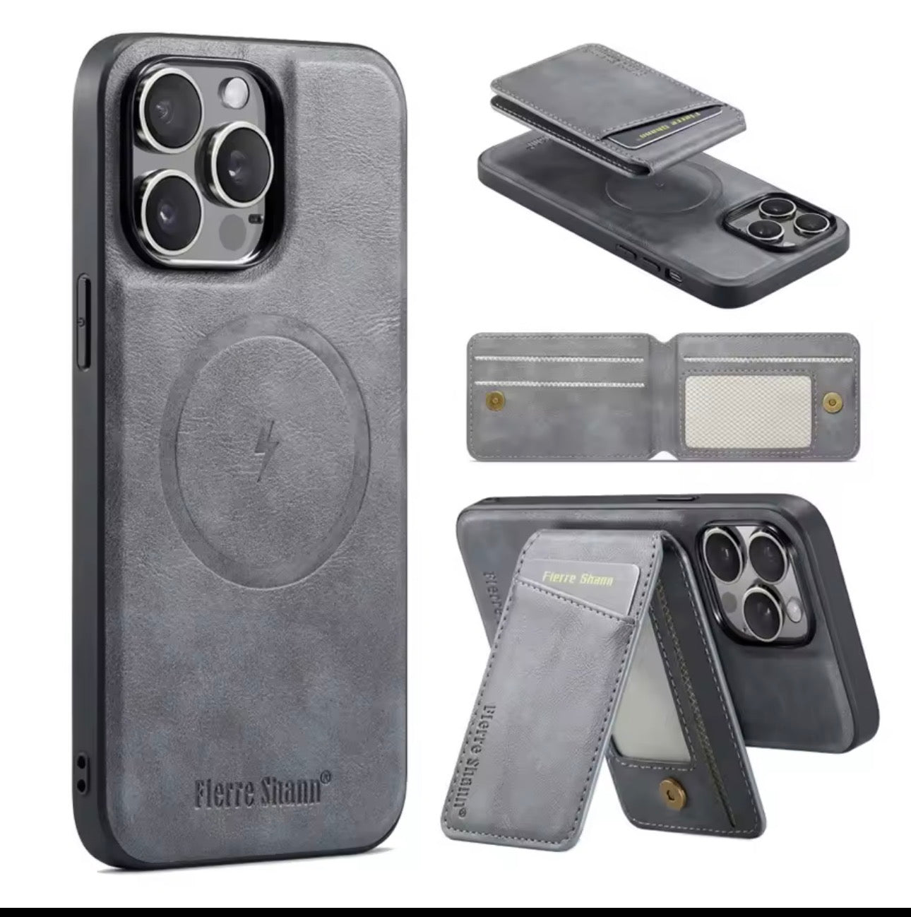 Detachable Magnetic Leather Wallet Phone Case Wireless Charging Cover for iPhone 13 14 Plus 15 16 Pro Max