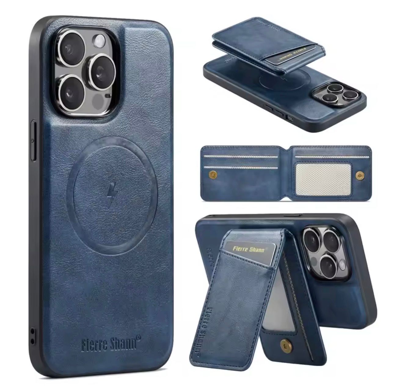 Detachable Magnetic Leather Wallet Phone Case Wireless Charging Cover for iPhone 13 14 Plus 15 16 Pro Max