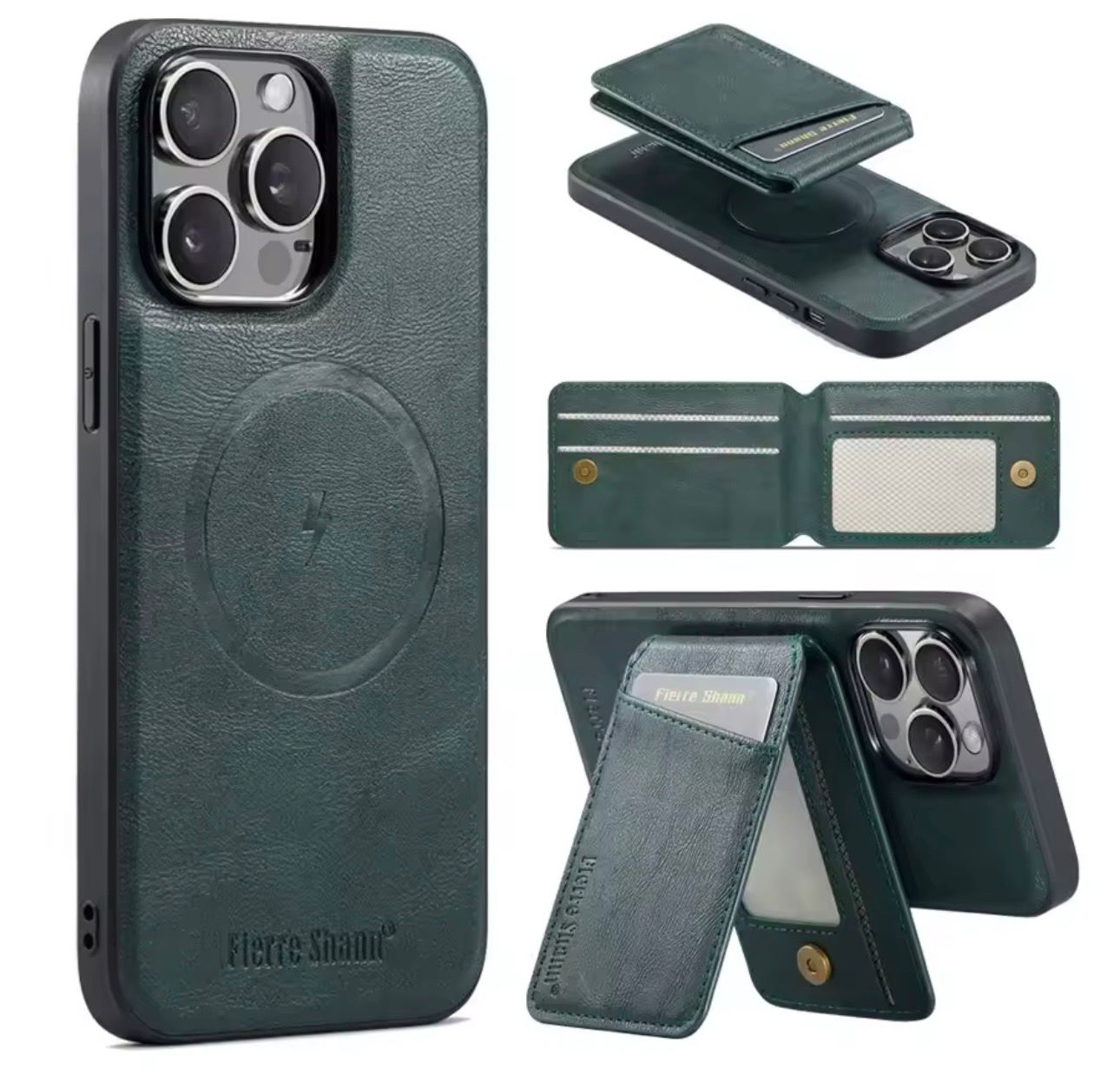 Detachable Magnetic Leather Wallet Phone Case Wireless Charging Cover for iPhone 13 14 Plus 15 16 Pro Max